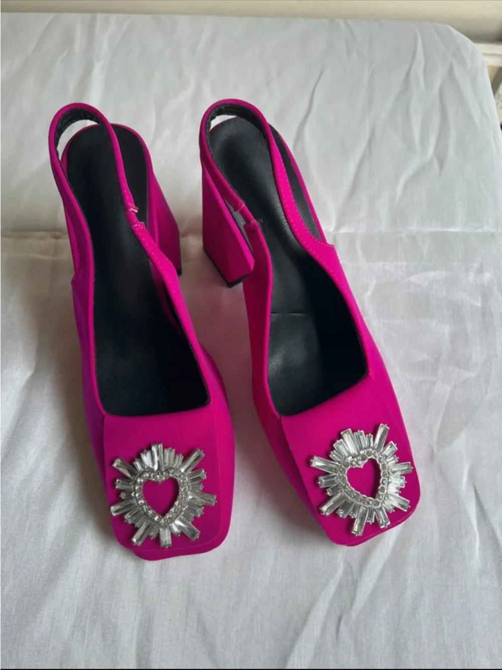 Hot Pink Platform Sandals with Crystal Accent
